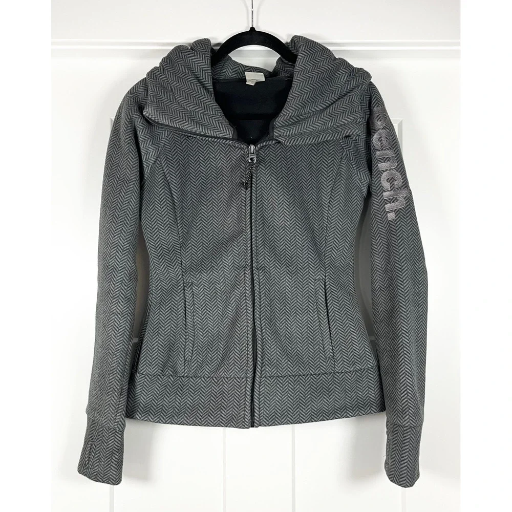 Bench Slinker II Herringbone Fleece Jacket‎ Womens XS Gray Hooded Gorpcore Coat